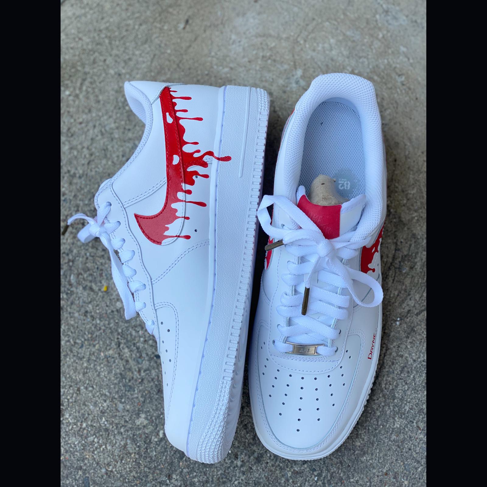 Nike Air Force 1 Custom Blood Red Sneakers Men